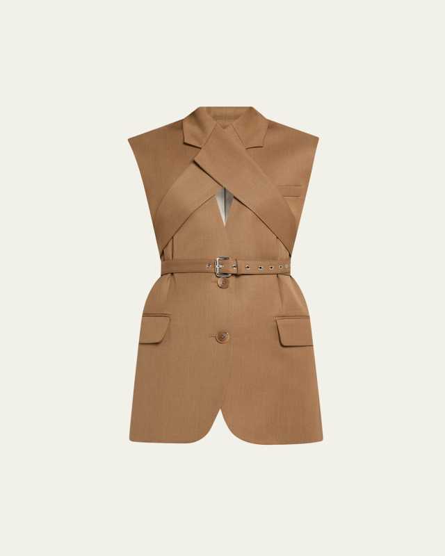 Criss Cross Belted Wool Jacket